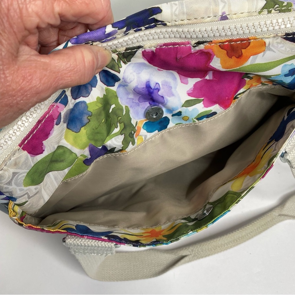 Kipling Multicolor Floral Bethel Shoulder Bag Purse Water Color Multi Pocket - Picture 8 of 15